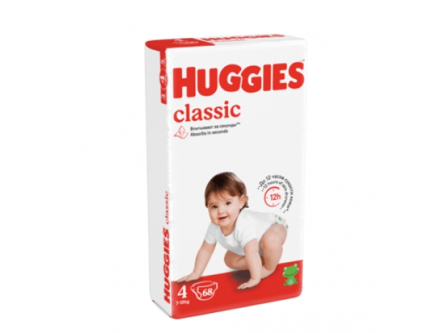 Подгузники Huggies Classic 4 (7-18 КГ) 68 шт.