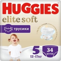 Huggies Elite Soft (Хагис Элит Софт ) подгузники-трусики XL (5) 34 шт. 12-17 кг.