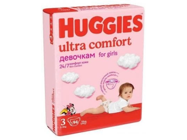 Huggies Ultra Comfort для девочек 3 (5-9 кг) 94 шт.