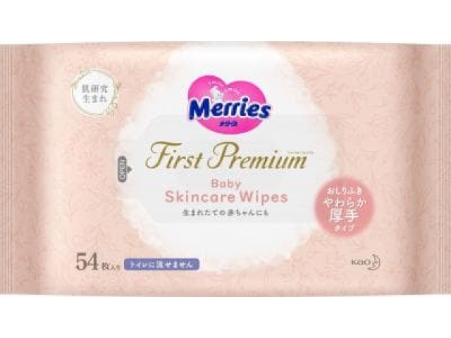 Салфетки влажные Merries Skin Care в мягкой упаковке для новорожденных 54 шт