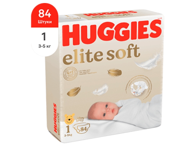 Подгузники Huggies Elite Soft 1 (до 5кг) 84 шт
