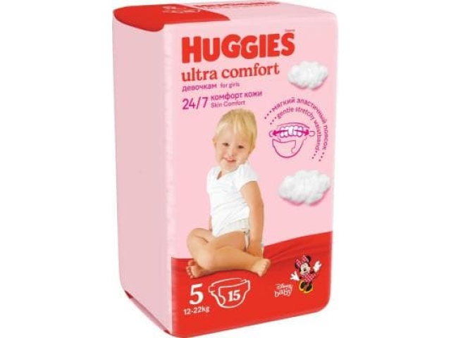 huggies (Хаггис) ultra comfort 5 для девочек 15 шт.