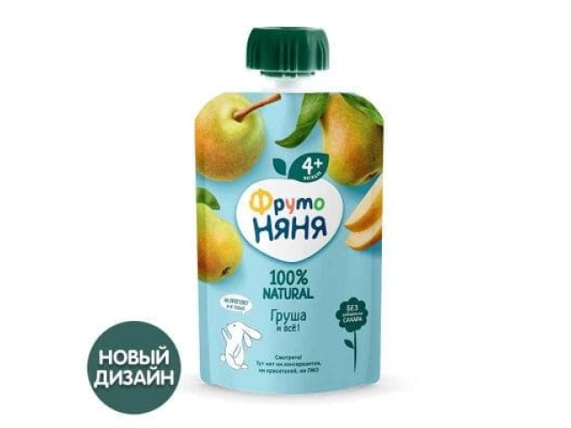 Фруто няня пюре грушевое 90 гр. 4+.