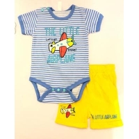 Комплект для новорожденного (боди,шорты) M0819KR-0/1 (голубой (полоска)/жёлтый)