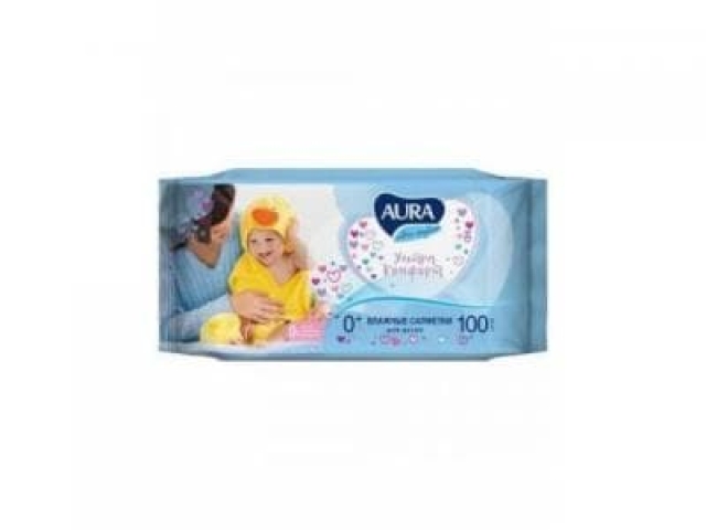 Aura Ultra Comfort Влажные салфетки с витамином Е и алоэ 100 шт