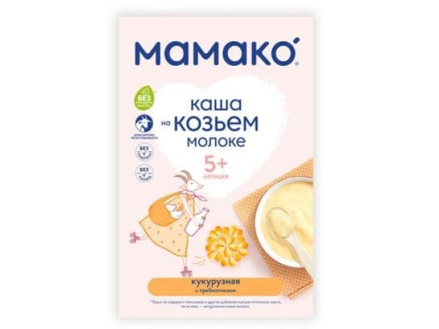 Мамако каша на козьем молоке кукурузная с пребиотиками с 5 мес. 200 г.