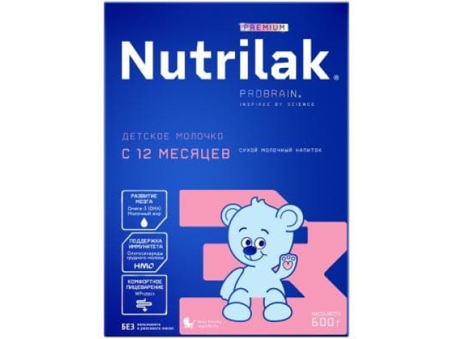 Nutrilak Premium 3 смесь молочная сухая с 12-ти месяцев 600 гр.