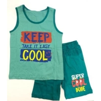 Комплект для мальчика (майка шорты) сине-зеленый\изумруд
