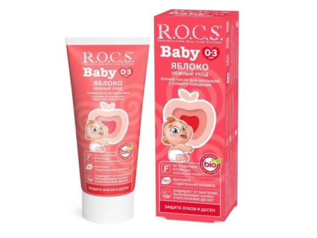 Зубная паста ROCS Baby аромат яблоко 0-3 лет