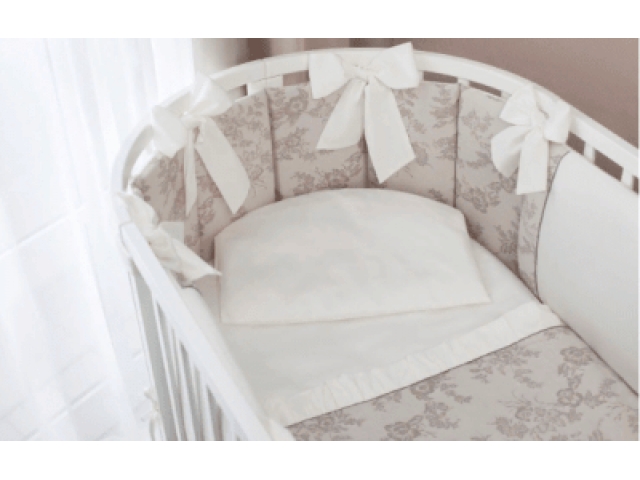 Комплект в кроватку Perina "ELFETTO Oval", молочно-белый. 6 предметов