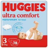 Huggies ultra comfort для мальчиков 3 (5-9кг) 78шт.