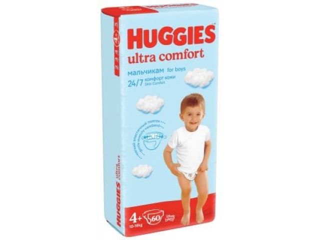 Подгузники Huggies на мальчика 4+(10-16кг) 60шт