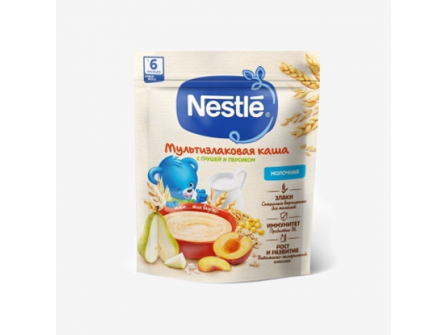 Nestle молочная каша мультизлаковая с грушей и персиком 200 гр.