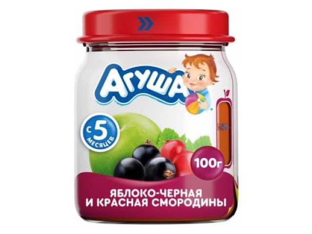 Пюре "Агуша" 100 гр. яблоко черная и красная смородина