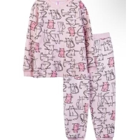 Пижама для девочки M1169FNR-2/5 розовый-кошки (с начесом)