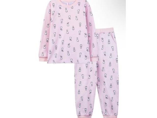 Пижама для девочки M1169FNR-2/5 св.розовый-зайцы (с начесом)