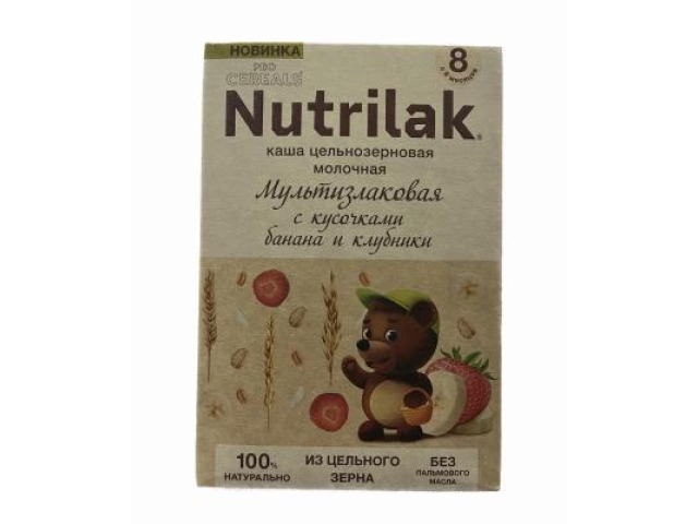 Nutrilak Proсereals каша молочная мульт.с кусочками банана и клубники 8+ мес. 200 гр.