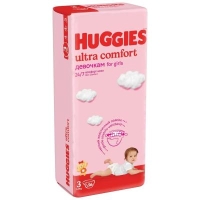Подгузники Huggies ultra comfort для девочек 3 (5-9кг) 56 шт.
