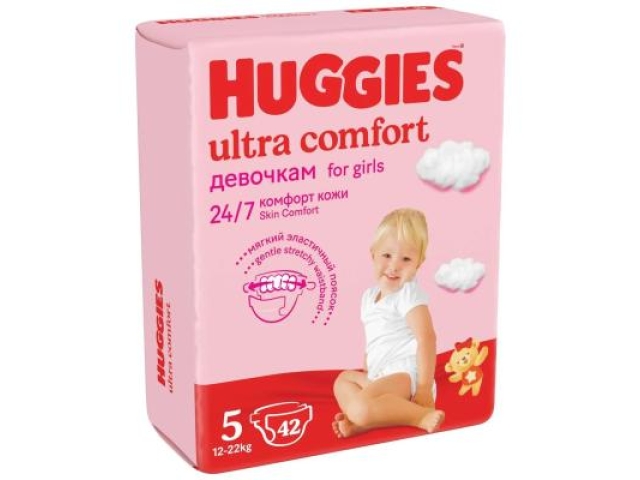 Подгузники Huggies ultra comfort для девочек 5 (12-22 кг) 42 шт.