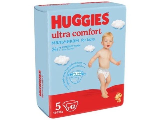 Подгузники Huggies ultra comfort для мальчиков 5 (12-22 кг) 42 шт.