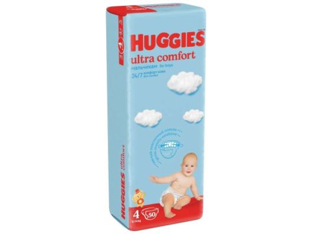 Подгузники Huggies ultra comfort для мальчиков 4 (8-14 кг) 50 шт.