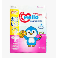 Подгузники "Mello Super Slim" размер S (4-8 кг.) 80 шт.