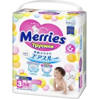 Подгузники-трусики Merries M 6-11 кг 58 шт