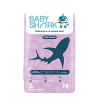 Baby Shark подгузники S (4-8 кг.) 74 шт.