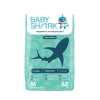 Baby Shark подгузники M (6-11 кг.) 62 шт.