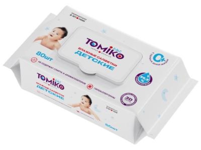 Детские влажные салфетки Tomiko 80 шт