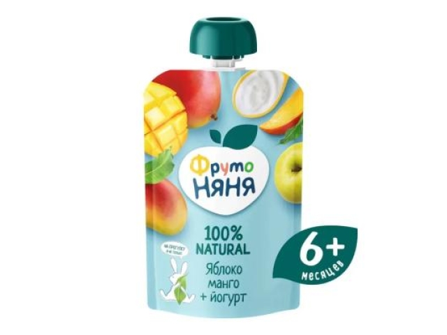 Фруто няня пюре яблоко, манго, йогурт 90 гр. 6+мес.