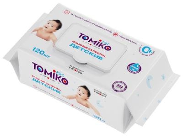 Детские влажные салфетки Tomiko 120 шт