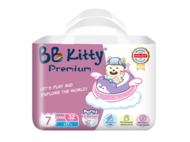 Подгузники-трусики BB Kitty Premium XXXL 32 шт. (17+ кг)