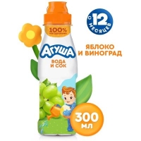 Вода и сок Агуша 0.3 л, Яблоко-Виноград Вода и сок Агуша 0.3 л, Яблоко-Виноград