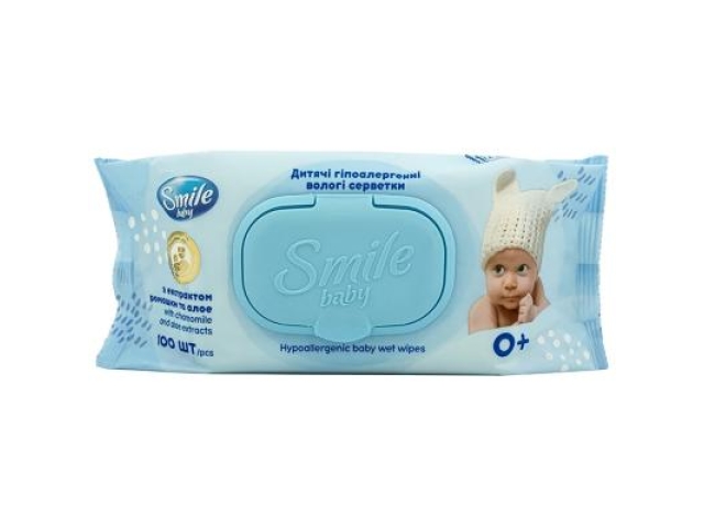 Smile baby детские влажные салфетки алоэ, ромашка 100 шт.