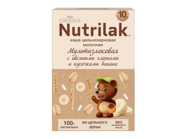 Nutrilak Proсereals каша молочная мультиз. с овсяными хлопьями и кусочками банана 10+ мес. 200 гр.