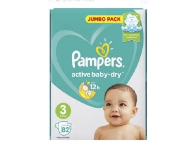 Pampers подгузники Active Baby Dry Midi 3 82 шт. 6-10 кг. 6400.0000ТГ