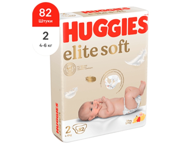 Подгузники Huggies Elite Soft 2 (3-6 кг) 82 шт 6200.0000 ТГ