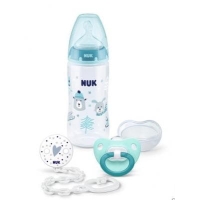 Набор подар. NUK 3 предмета (бутылка FC+, пустышка, цепочка) Зима голубой