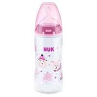 Набор подар. NUK 3 предмета (бутылка FC+, пустышка, цепочка) Зима розовый