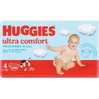 Huggies ultra comfort  для мальчиков 4 (8-14 кг) 66 шт.