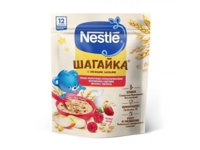 Nestle шагайка Каша Злак. земляника садовая Малина Яблоко 200гр