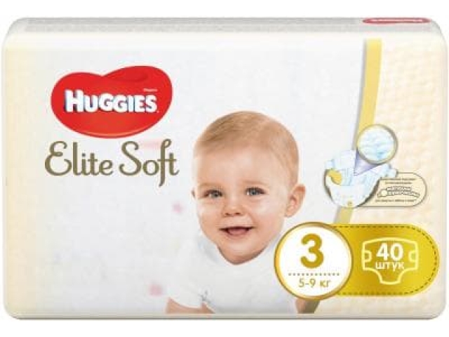 Подгузники Huggies Elite Soft 3 (5-9 кг) 40 шт,