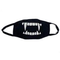 маска на лицо (трикотажная двухслойная) рисунок- зубы черная