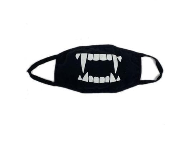 маска на лицо (трикотажная двухслойная) рисунок- зубы черная