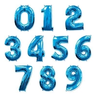 Шар цифра фольгированая синяя надутая гелием