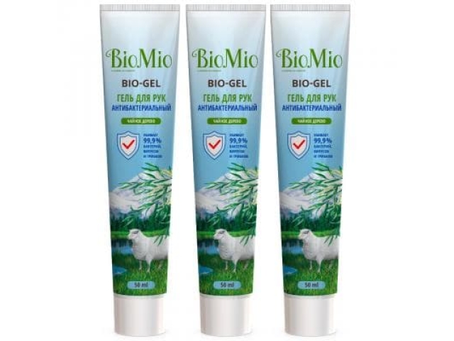 Bio Mio BIO-GEL Антисептик для рук 2 в 1 гель с маслом чайного дерева (защита + увлажнение) 50 мл