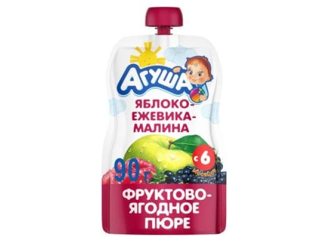Агуша Пюре фруктовое Яблоко-Ежевика-Малина 90г