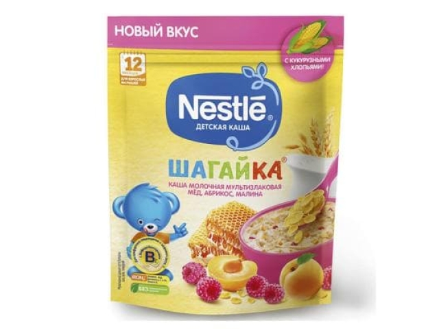 Nestle каша Шагайка мультизлаковая мед абрикос малина молочная