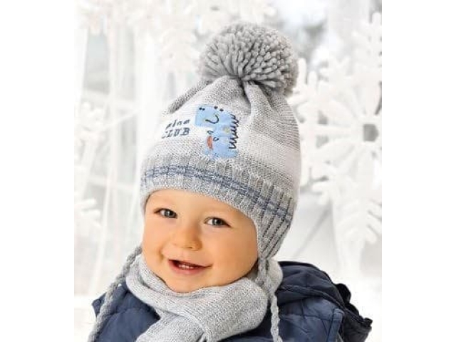 AJS комплект 38-449 шапка для мальчика подклад флис+шарф (р.44-46)
